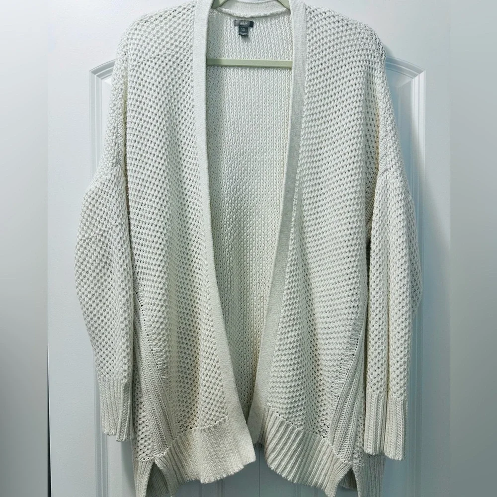 AERIE soft knit oversized open cardigan L/XL Cream Ivory - Picture 2 of 11